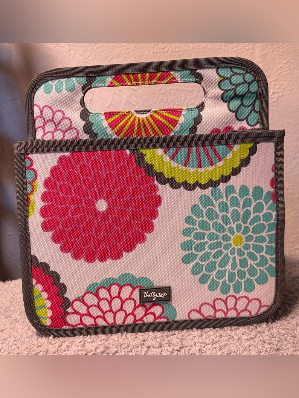 Thirty-One Colorful Floral Double Duty Portable Storage & Organizational Caddy